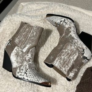 Velvet snake skin boots